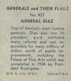 1939 W.S. Corp Generals & Their Flags (R58) #437 Porfirio Diaz Back