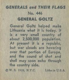 1939 W.S. Corp Generals & Their Flags (R58) #446 Gen. Goltz Back