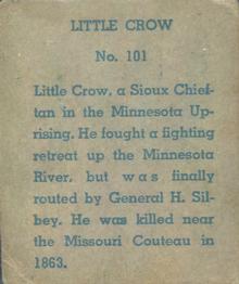 1940 W.S. Corp Indian Chiefs Type 1 (R184) #101 Little Crow Back