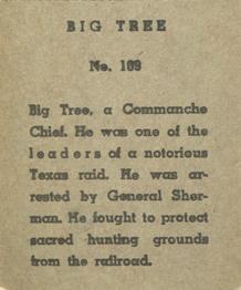 1940 W.S. Corp Indian Chiefs Type 2 (R184) #109 Big Tree Back