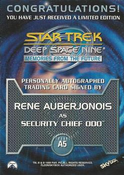 1999 SkyBox Star Trek: Deep Space Nine: Memories from the Future - Autograph Series #A5 Rene Auberjonois Back