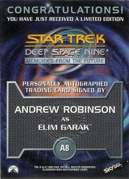 1999 SkyBox Star Trek: Deep Space Nine: Memories from the Future - Autograph Series #A8 Andrew Robinson Back