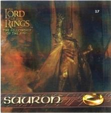 2002 Artbox Lord of the Rings Action Flipz - Mosaic Chrome Holo Stickers #17 Sauron Front