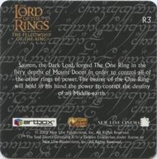 2002 Artbox Lord of the Rings Action Flipz - Rare Action Flipz #R3 Sauron Back