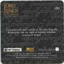 2002 Artbox Lord of the Rings Action Flipz - Ultra-rare Action Flipz #UR1 Ringwraiths / Hobbits Back