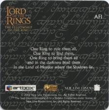 2002 Artbox Lord of the Rings Action Flipz - Rare Action Flipz (U.K. Retail) #AF1 Sauron Back