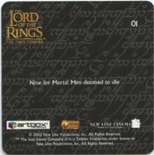2002 Artbox Lord of the Rings: The Two Towers Action Flipz #01 Nine for Mortal Men doomed to die… Back