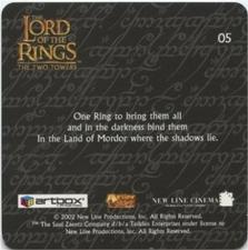 2002 Artbox Lord of the Rings: The Two Towers Action Flipz #05 One Ring to bring them all and in the darkness… Back