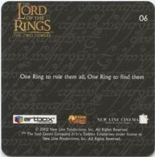 2002 Artbox Lord of the Rings: The Two Towers Action Flipz #06 One Ring to rule them all, One Ring to find… Back