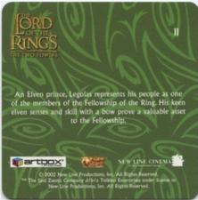 2002 Artbox Lord of the Rings: The Two Towers Action Flipz #11 Legolas Back
