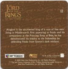 2002 Artbox Lord of the Rings: The Two Towers Action Flipz #12 Aragorn Back