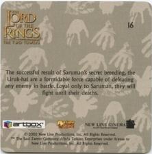 2002 Artbox Lord of the Rings: The Two Towers Action Flipz #16 Uruk-Hai Back