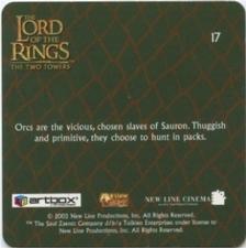 2002 Artbox Lord of the Rings: The Two Towers Action Flipz #17 Orcs Back