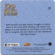 2002 Artbox Lord of the Rings: The Two Towers Action Flipz #22 Éowyn Back