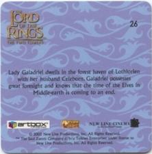 2002 Artbox Lord of the Rings: The Two Towers Action Flipz #26 Galadriel Back