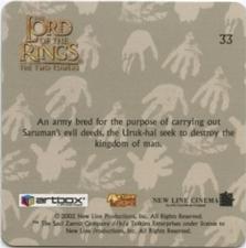 2002 Artbox Lord of the Rings: The Two Towers Action Flipz #33 Uruk-Hai Back