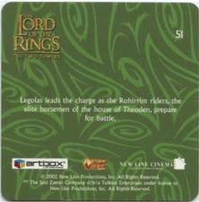 2002 Artbox Lord of the Rings: The Two Towers Action Flipz #51 Legolas Back