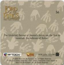 2002 Artbox Lord of the Rings: The Two Towers Action Flipz #56 Uruk-Hai Back