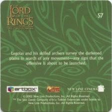 2002 Artbox Lord of the Rings: The Two Towers Action Flipz #57 Legolas Back