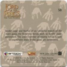 2002 Artbox Lord of the Rings: The Two Towers Action Flipz #58 Uruk-Hai Back