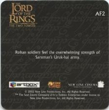 2002 Artbox Lord of the Rings: The Two Towers Action Flipz - Rare Action Flipz (U.K. Retail) #AF2 Rohan / Uruk Hai Back