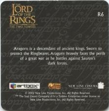 2002 Artbox Lord of the Rings: The Two Towers Action Flipz - Rare Action Flipz #R6 Aragorn Back