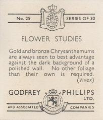 1937 Godfrey Phillips Flower Studies #25 Gold and bronze Chrysanthemums Back