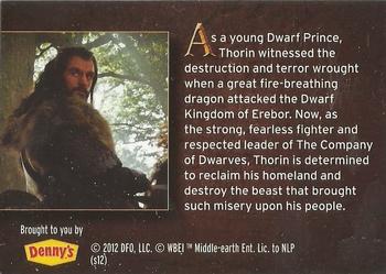 2012 Denny's The Hobbit An Unexpected Journey #NNO Thorin Oakenshield Back