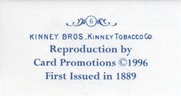 1996 Card Promotions 1889 Kinney Famous English Running Horses (reprint) #6 Kingcraft Back