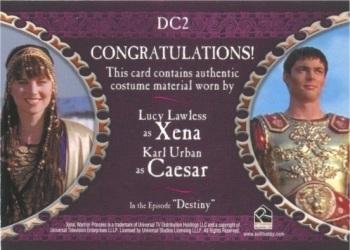 2007 Rittenhouse Xena Dangerous Liasons - Dual Costumes #DC2 Xena / Caesar Back