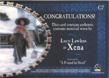 2007 Rittenhouse Xena Dangerous Liasons - Costumes #C7 Xena Back