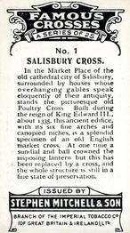 1923 Mitchell's Famous Crosses #1 Salisbury Cross Back