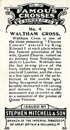 1923 Mitchell's Famous Crosses #4 Waltham Cross Back