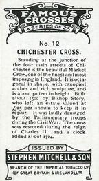 1923 Mitchell's Famous Crosses #12 Chichester Cross Back