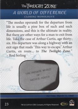 2019 Rittenhouse The Twilight Zone Rod Serling Edition #23 A World Of Difference Back