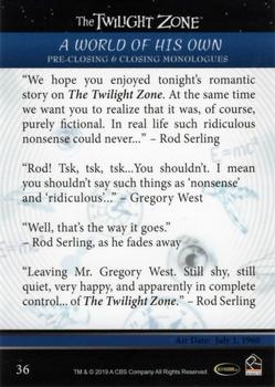 2019 Rittenhouse The Twilight Zone Rod Serling Edition #36 A World Of His Own Back