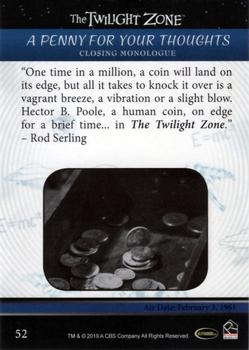 2019 Rittenhouse The Twilight Zone Rod Serling Edition #52 A Penny For Your Thoughts Back