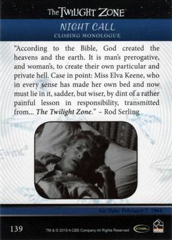 2019 Rittenhouse The Twilight Zone Rod Serling Edition #139 Night Call Back