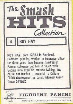 1984 Panini Smash Hits #4 Roy Hay Back