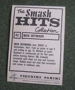1984 Panini Smash Hits #42 Nick Heyward Back