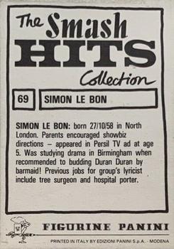 1984 Panini Smash Hits #69 Simon Le Bon Back