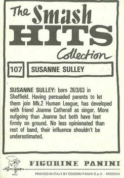 1984 Panini Smash Hits #107 Susanne Sulley Back