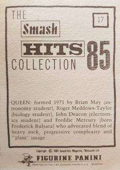 1985 Panini Smash Hits #17 Queen Back