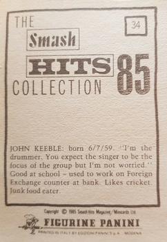 1985 Panini Smash Hits #34 John Keeble Back