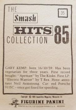 1985 Panini Smash Hits #35 Gary Kemp Back