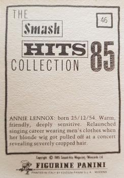 1985 Panini Smash Hits #46 Annie Lennox Back