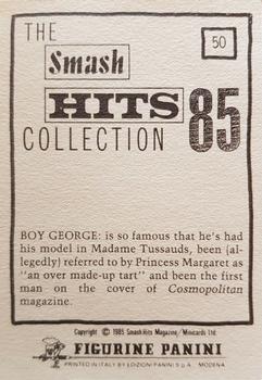 1985 Panini Smash Hits #50 Boy George Back