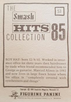 1985 Panini Smash Hits #53 Roy Hay Back
