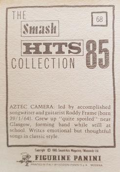 1985 Panini Smash Hits #68 Aztec Camera Back