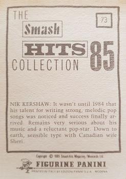 1985 Panini Smash Hits #73 Nik Kershaw Back